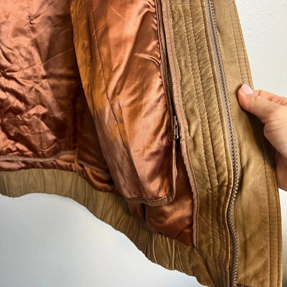 Vintage Brown Leather Bomber Jacket - London Fog Mens size‎ XL